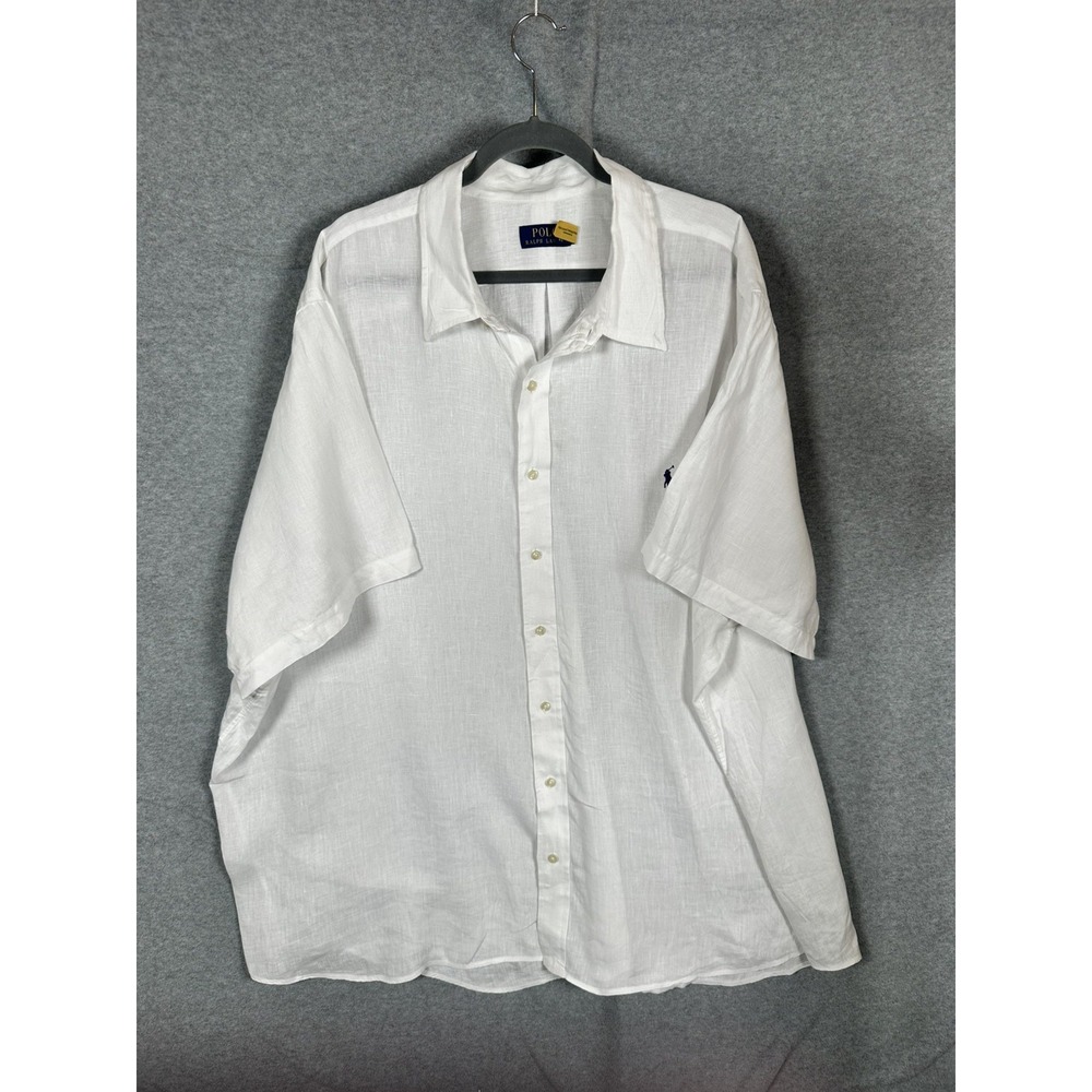 Polo Ralph Lauren Mens 3XB Big Tall White Cotton Stretch Short Sleeve Shirt